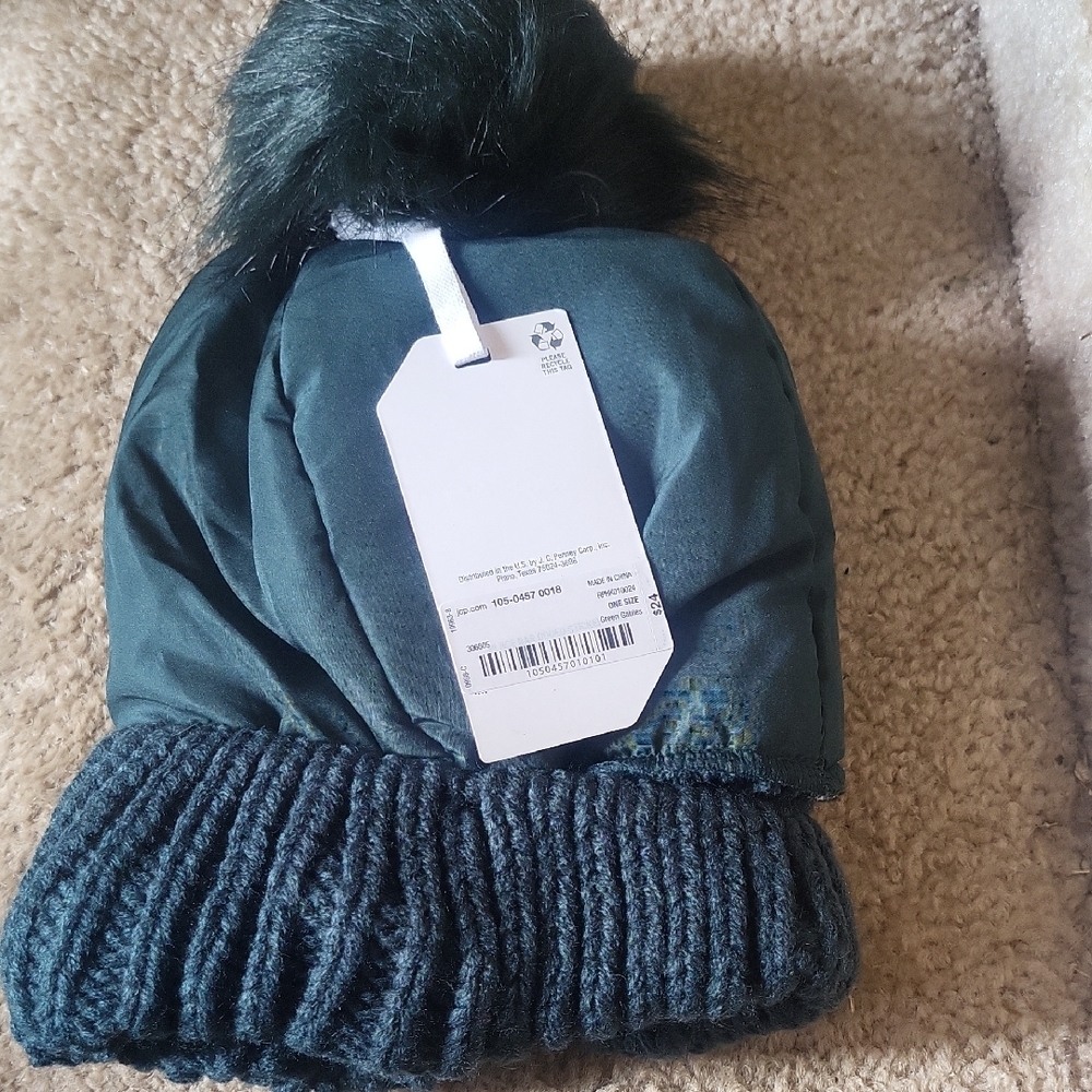 4 For $20. Cozy Green Knit Beanie with Pom Pom